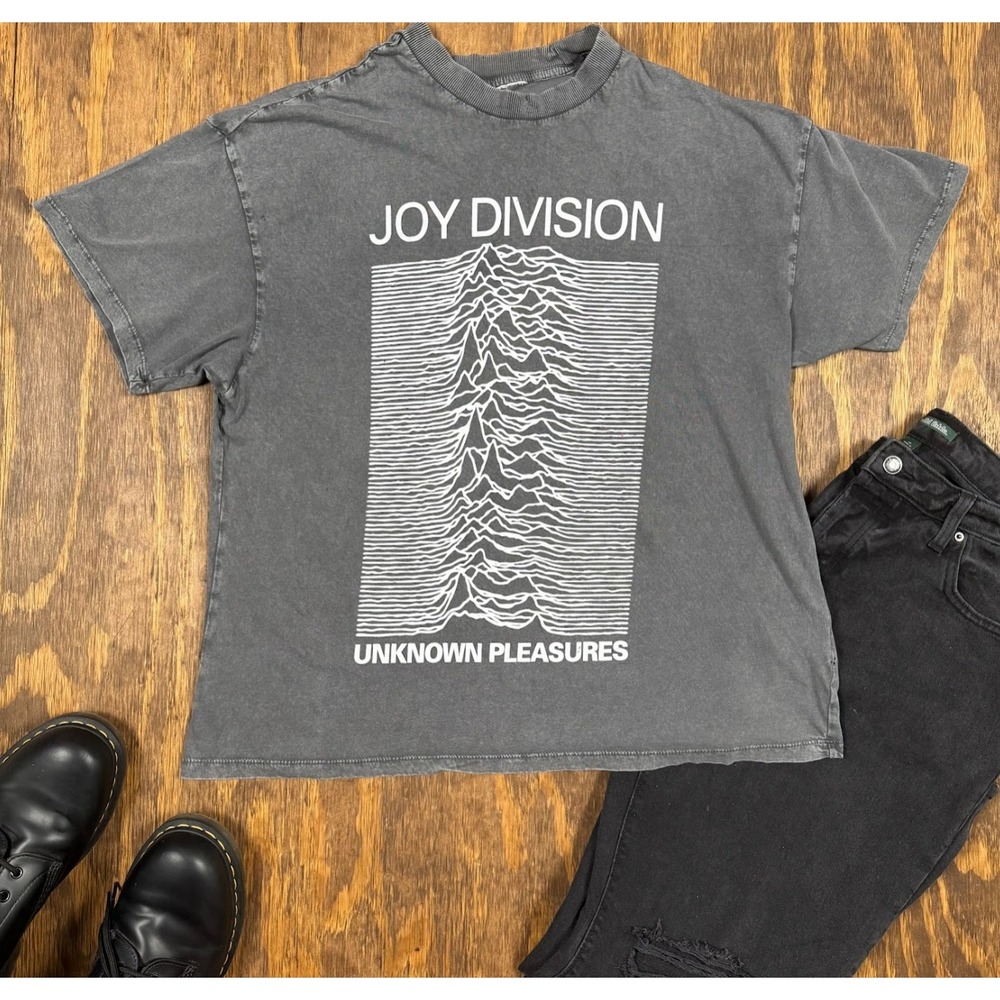 Joy Division Unknown Pleasures Graphic Band T Shirt Gray Large Post Punk Goth